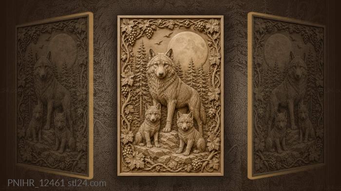 Sentinel wolf shields two younger kin 3d STL model