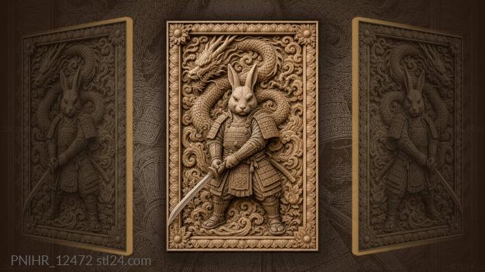 Samurai rabbit and soaring dragon 3d STL model