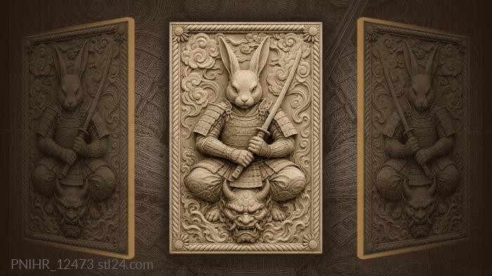 Armored warrior above a demon mask 3d STL model
