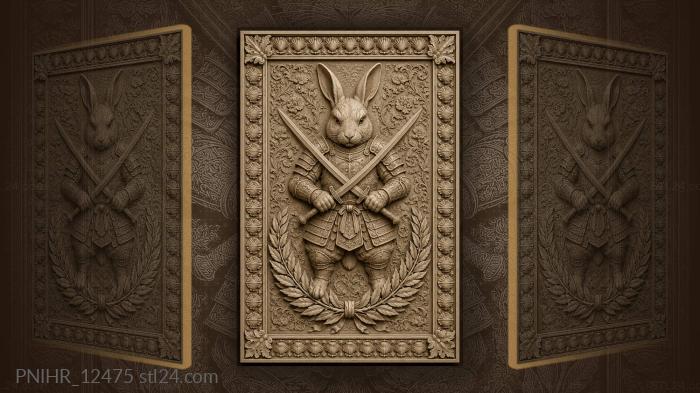 Brave rabbit with crossed swords 3d STL model