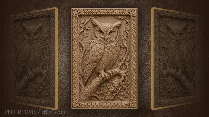 Owl held by twisting vines 3d STL model