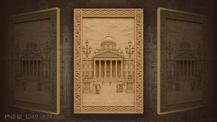Majestic building with square and lamps 3d STL model