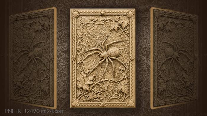 Spider waits for prey among leaves 3d STL model