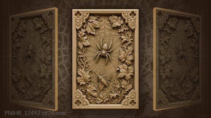 Spider and moth in foliage 3d STL model