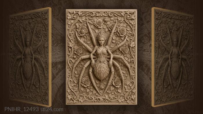 Spider among roses and leaves 3d STL model