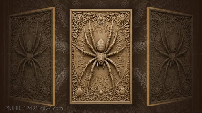 Spider inside a sunburst band 3d STL model