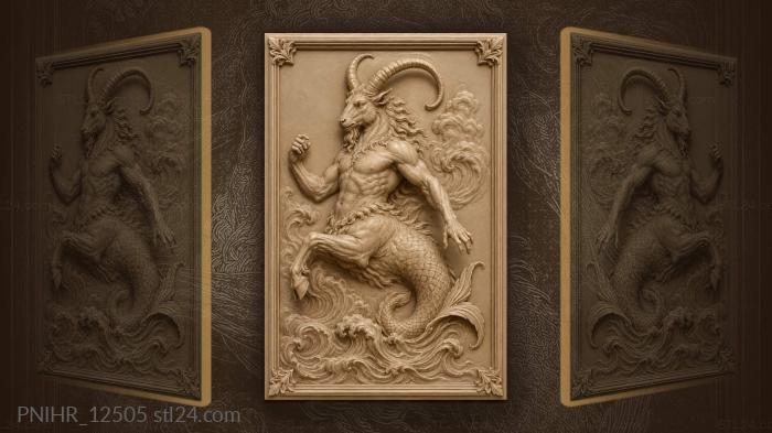 Majestic capricorn rising from waves 3d STL model