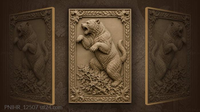 Bear rears above a low bush 3d STL model
