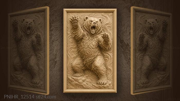 Roaring grizzly bear powerful presence 3d STL model