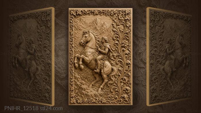 Rider in the mountains amid scrolls 3d STL model