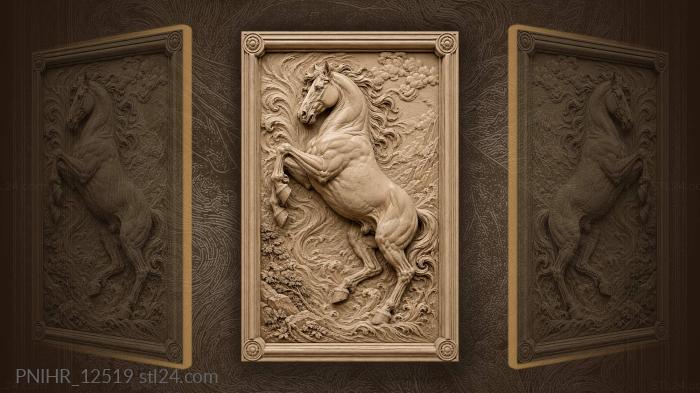 Wild horse emerging from landscape 3d STL model