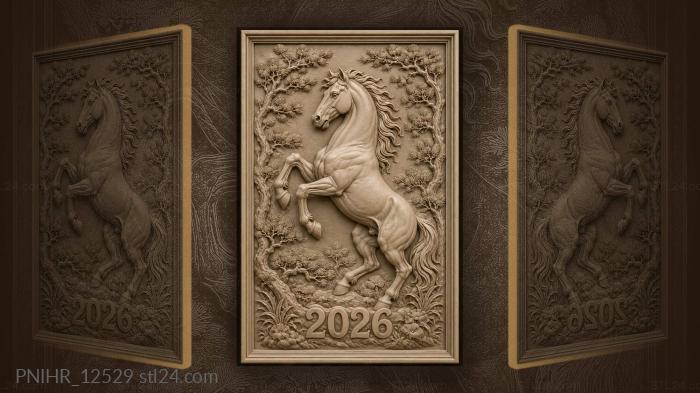 The year cut below pine branches 3d STL model