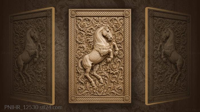 Horse rearing up among flowers 3d STL model