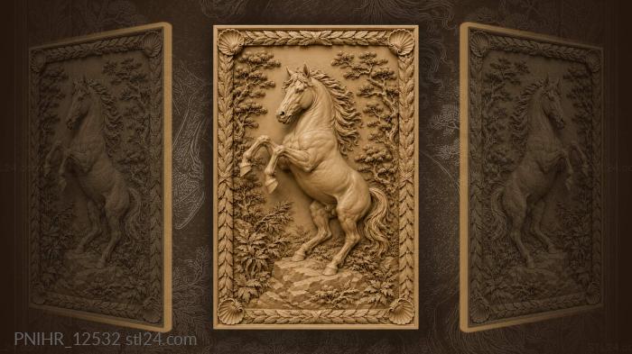 Wild horse among pine trees 3d STL model