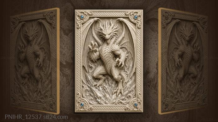 Ice dragon rising majestic wings 3d STL model