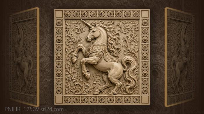 Majestic unicorn among floral vines 3d STL model