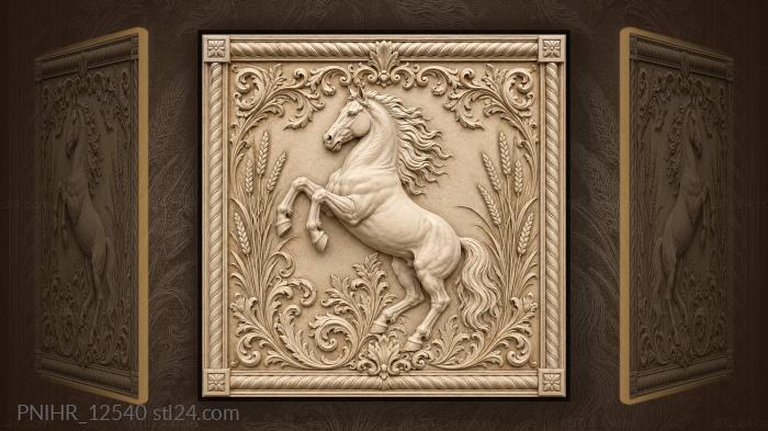 White horse wheat and acanthus 3d STL model