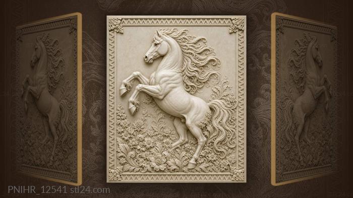 Wild horse among summer flowers 3d STL model