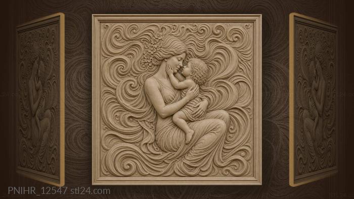 Mother and child tender embrace 3d STL model