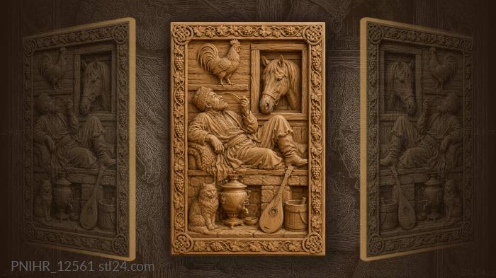 Old man with a pipe by a samovar 3d STL model