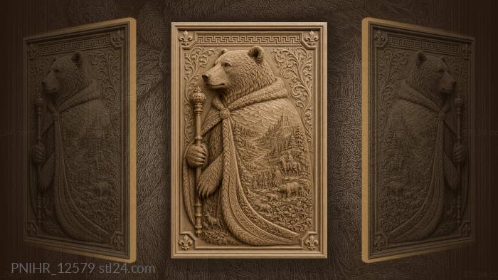 Royal bear with landscape cloak 3d STL model