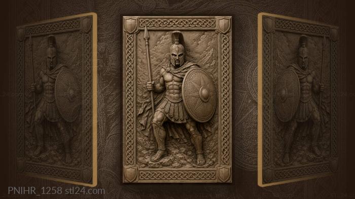 Spartan with spear and round shield 3d STL model