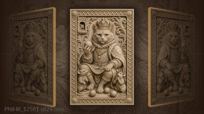 King cat with billiard play 3d STL model