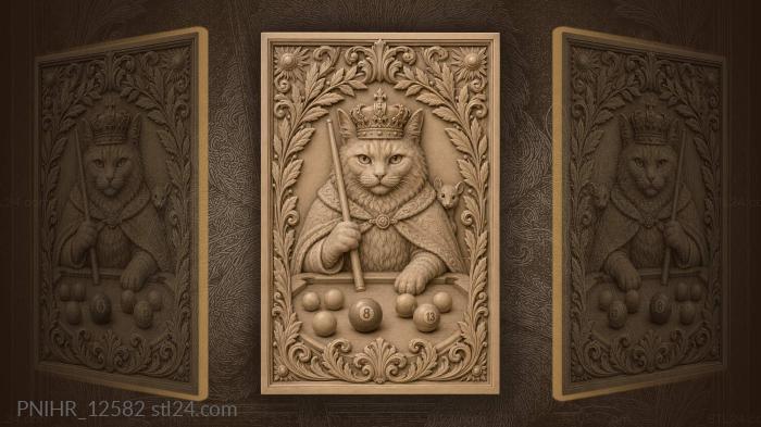 Royal cat enjoys a game 3d STL model