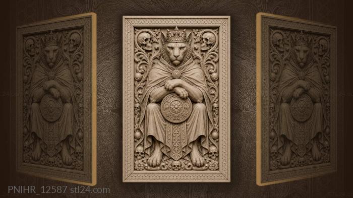 Crowned cat with heraldic emblem 3d STL model