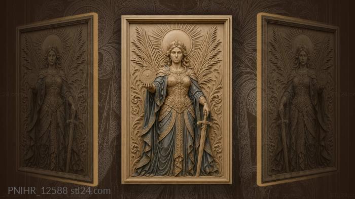 Warrior queen with sun medallion and sword 3d STL model