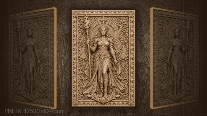 Warrior queen with a flaming staff 3d STL model