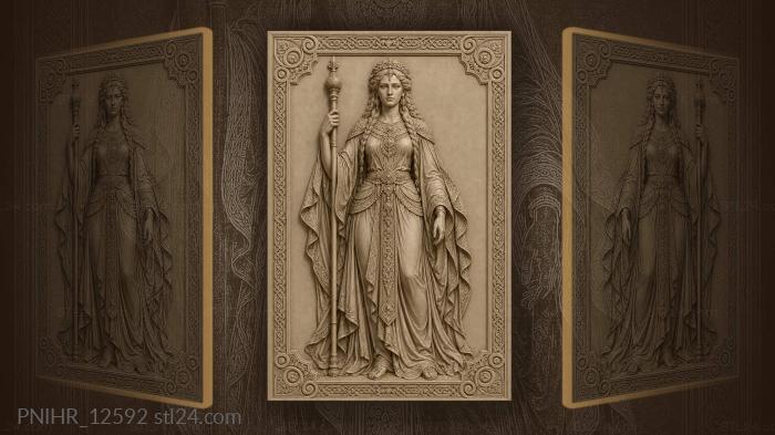 Queen with staff and braided hair 3d STL model