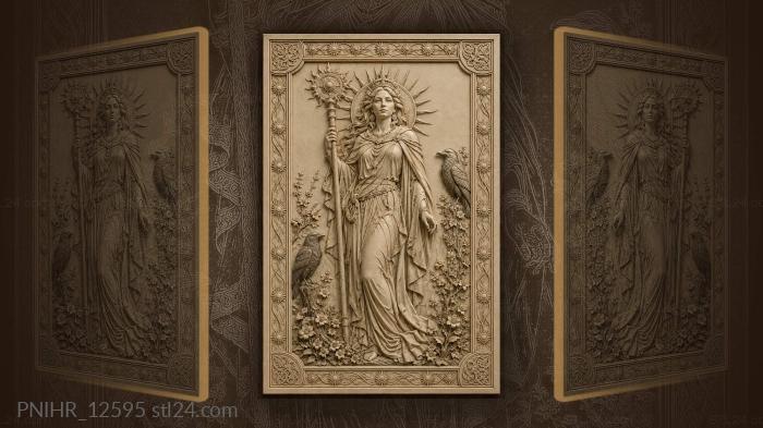 Mistress of two ravens among spring flowers 3d STL model