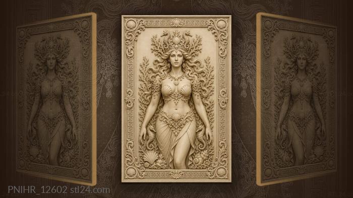 Sea queen crowned with seahorses and coral 3d STL model
