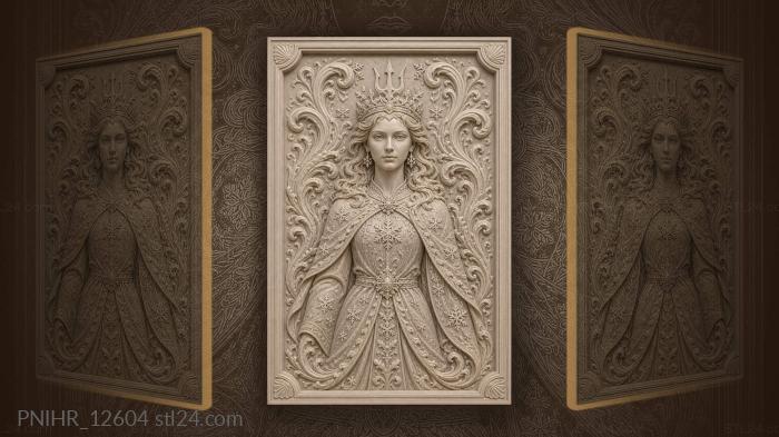Winter queen with trident and waves 3d STL model