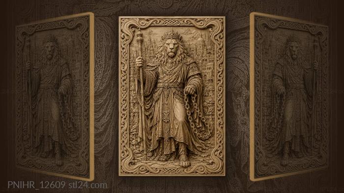 Lion man with city backdrop 3d STL model