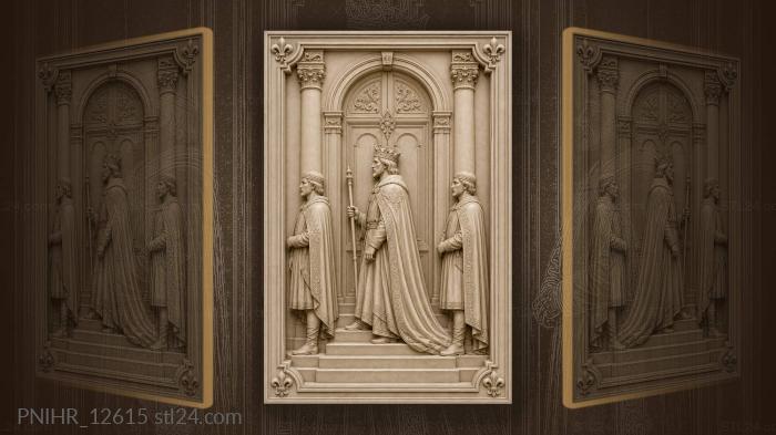 King with staff on palace stairway 3d STL model
