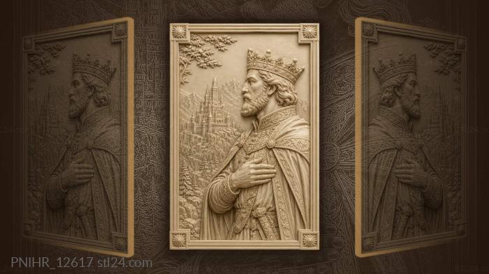 Ruler with hand on chest before castle 3d STL model