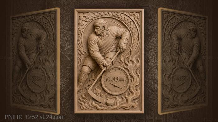 Hockey player with clock and flames 3d STL model