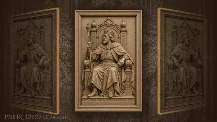 Ruler grips the royal staff while enthroned 3d STL model