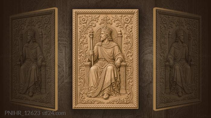 Patterned king lifts the royal staff 3d STL model