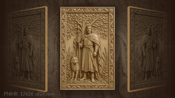 King with wolf and wheat 3d STL model