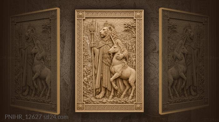 Lion headed king embracing a unicorn 3d STL model