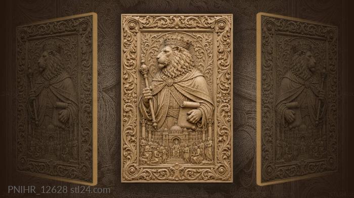 Lion king with scroll and scepter 3d STL model