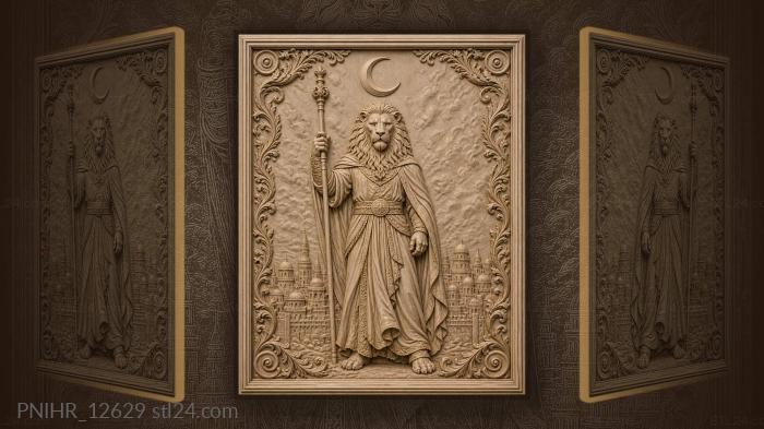 Lion king with moon city 3d STL model