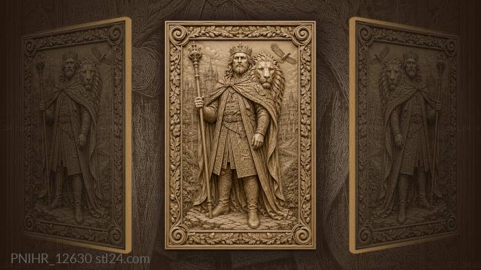 Lion man with castle backdrop 3d STL model