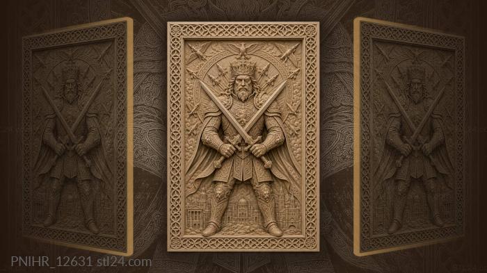 One eyed king with crossed swords 3d STL model