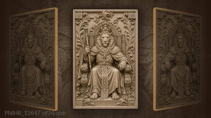 Lion enthroned holding a sceptre 3d STL model