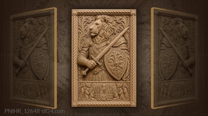 Lion warrior with city below 3d STL model