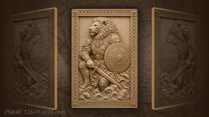 Lion warrior with shield and sword 3d STL model